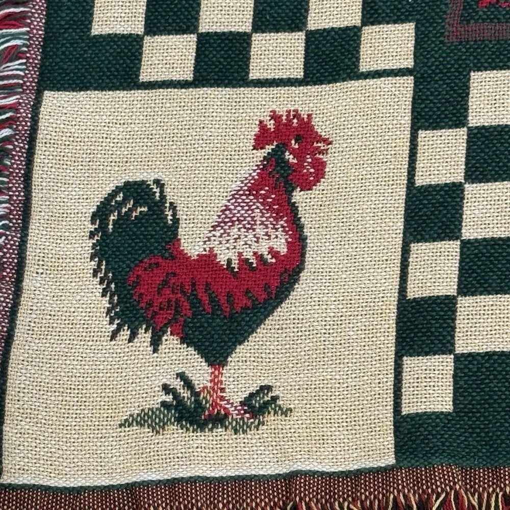 Bob Timberlake Rooster Cabin Woven Throw Blanket Buffalo Check 100% Cotton USA